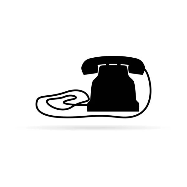 Icône Communication Icône Téléphone Noir Icône Téléphone Rétro — Image vectorielle