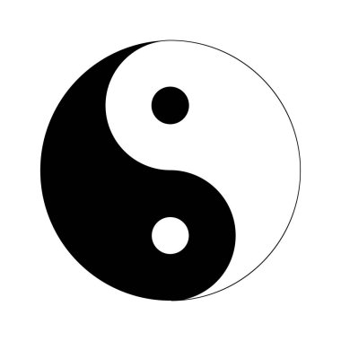 Konfüçyüm sembolü Çin felsefesi işareti. Simge Yin ve Yang, Feng Shui Birliği sembolize. Yin ve Yang sembolü. Simge. Logo.