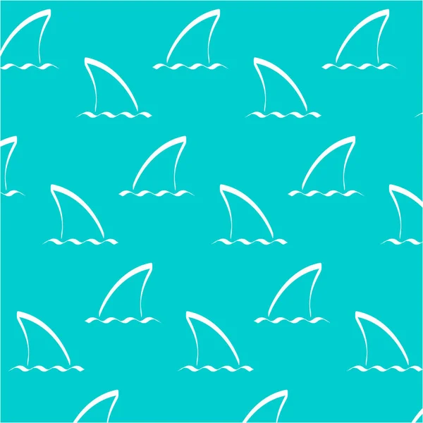 White Shark Fin Blur Water Pattern Line Vector Illustration — Stock Vector