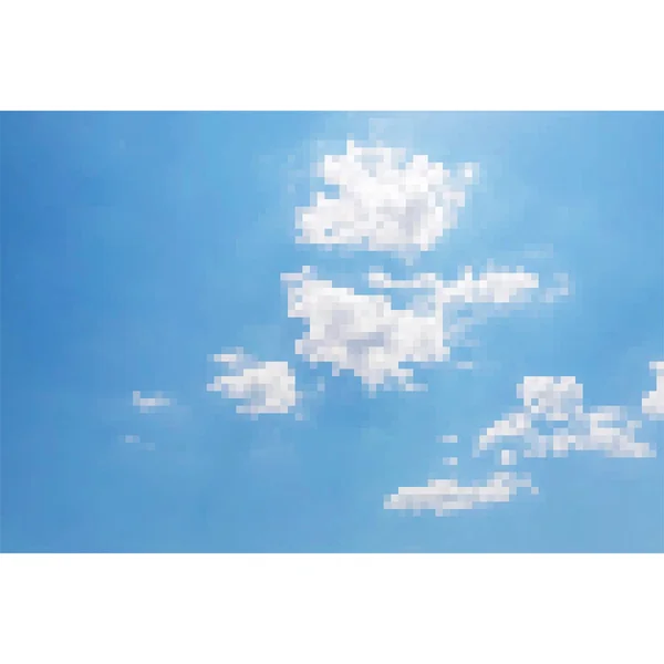 Mosaico Fundo Céu Azul Com Nuvens Baixo Estilo Poli Textura — Vetor de Stock