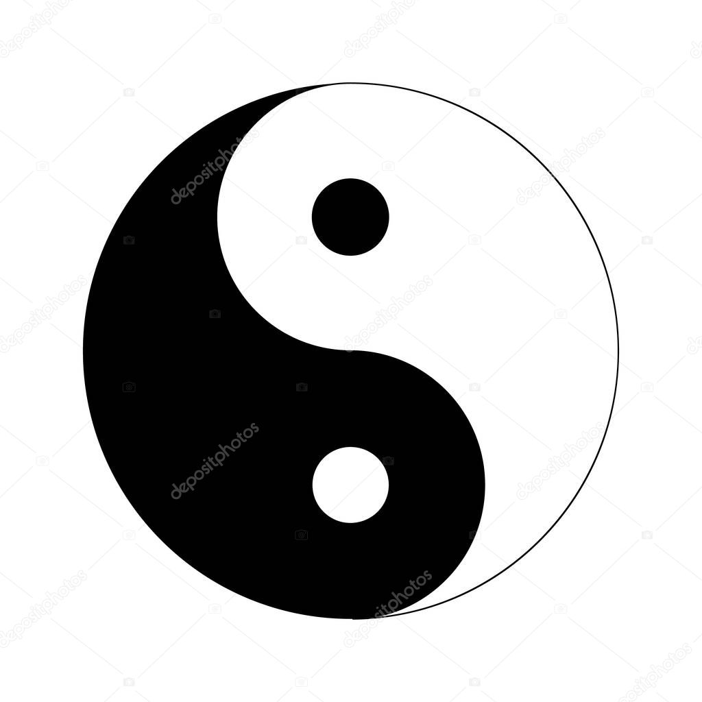 Sign of Chinese philosophy of the symbol of Confucianism. Icon symbolizing the unity of Yin and Yang, feng shui. Yin and yang symbol. Icon. Logo.