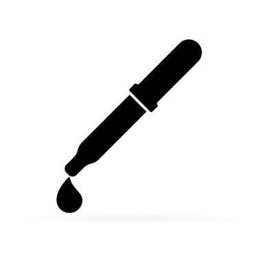 tıbbi damlalık simgesi, siyah pipet işareti, vektör illüstrasyon