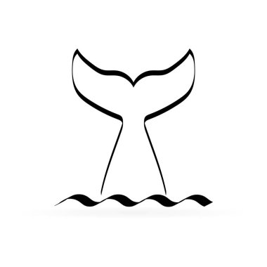 siyah balina kuyruk simgesi, vektör illüstrasyon