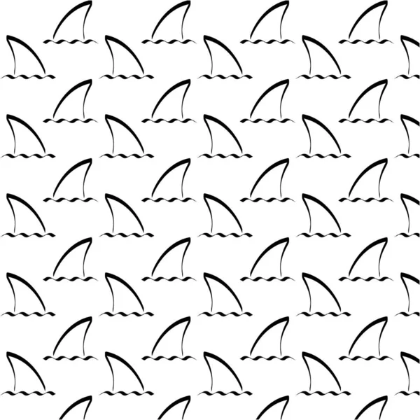 Плавник Черной Акулы Волне Векторная Иллюстрация — стоковый вектор