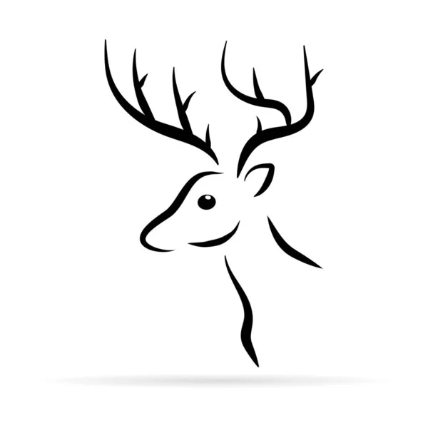 Elk Head Icon Template Logo Design Black Vector Silhouette Deers — Stock Vector