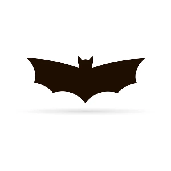 Black Bat Icon Silhouette Stencil Halloween Symbol Flying Bat Cartoon — Stock Vector