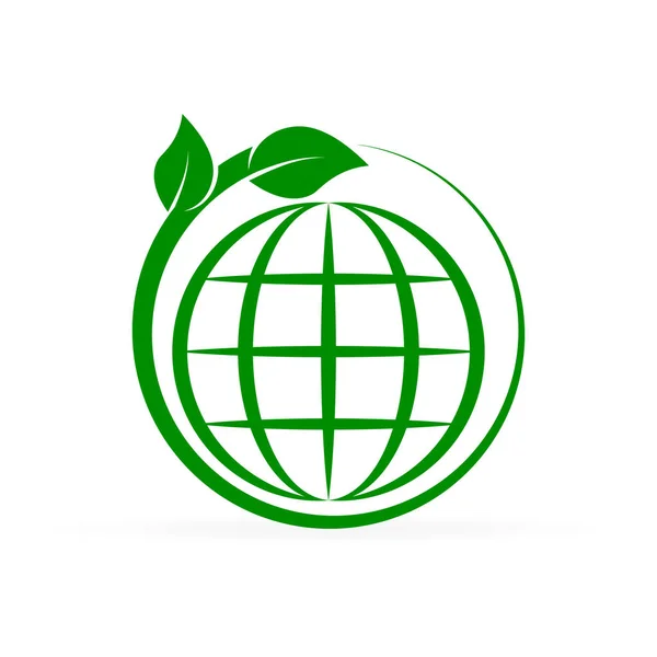 Projeto Globo Com Folhas Logotipo Eco Terra —  Vetores de Stock