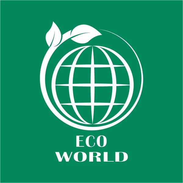 Globe Design Leaves Logo Eco Ground — Stock Vector