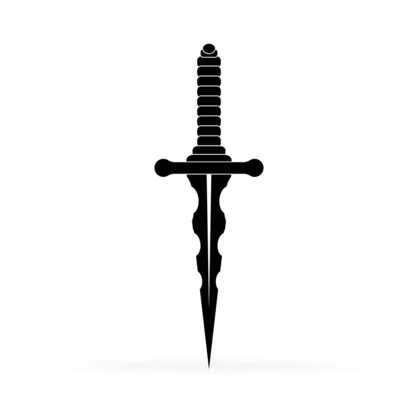 Dagger Tatuaż Ikona Noża Miecz Ostrym Ostrzem Kontur Dirona Szablon — Wektor stockowy