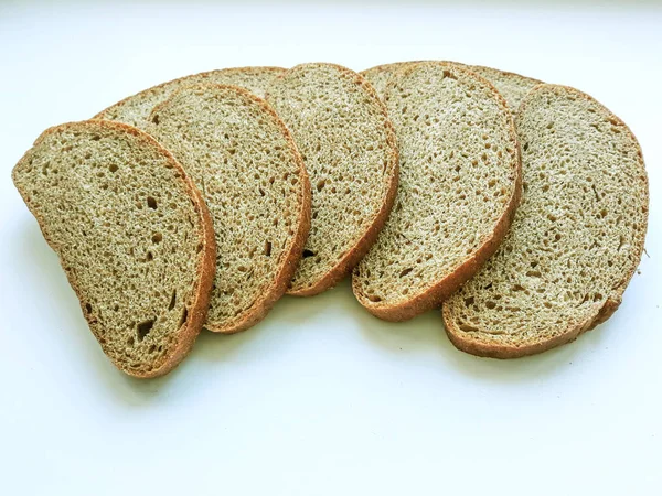 Schijfjes Brood Grijze Achtergrond Gezond Fast Food Stukjes Brood — Stockfoto