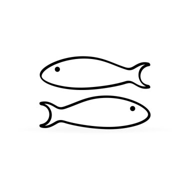 Balığı web simgesi. Düz tasarım. Deniz ürünleri sembolü. Balık simgesi. Logo şablonu. Vektör simgesi Balıkçılık Kulübü veya online alışveriş. Restoran Menü.