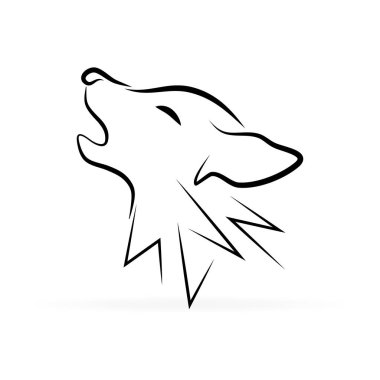 beyaz arka plan üzerinde siyah kurt