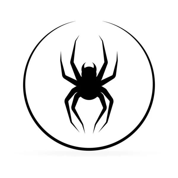 Aranha Silhueta Preta Ícone Aranha Isolado Modelo Logotipo Aranha Símbolo — Vetor de Stock