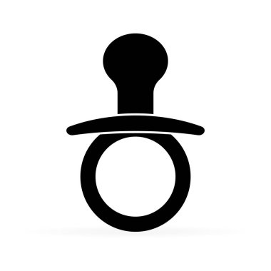 Siyah sosyon. Emzik simgesi. Siluet emzik beyaz arka plan üzerinde izole. Vektör illüstrasyon. Düz tasarım. Meme. Çocuk Oyuncak.