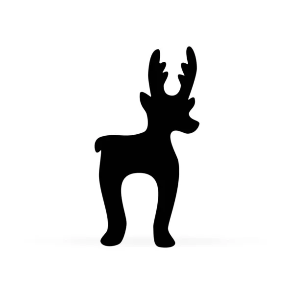 埃尔克图标 鹿模具 模板徽标设计 黑色矢量剪影鹿与鹿角隔离在白色背景 圣诞象征矢量插图 — 图库矢量图片