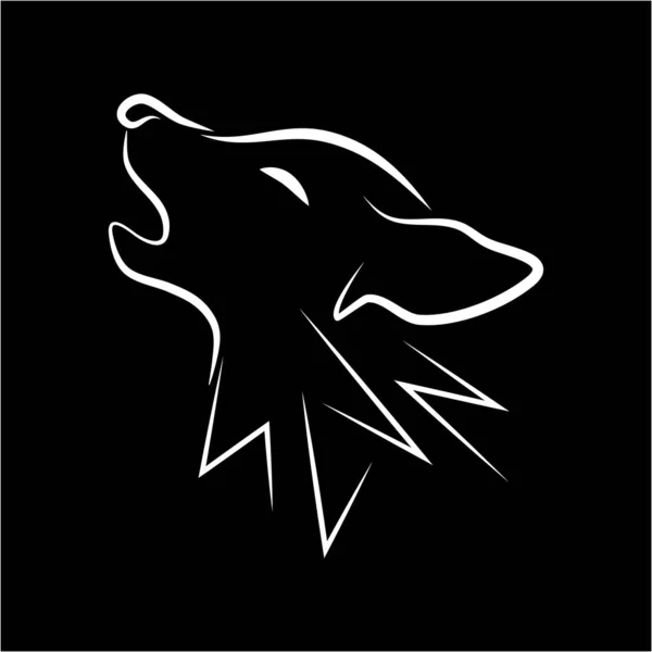 黑背景上的白狼 矢量插图 — 图库矢量图片