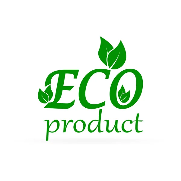 Icono Línea Verde Texto Producto Ecológico Ilustración Vectores — Vector de stock