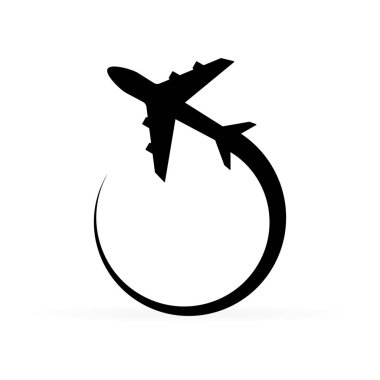 Uçakla tasarım. Metninizin etrafında uçan uçak ile logo. Çerçeve veya kenarlık.