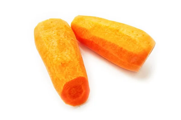 Oranžová Mrkev Loupaná Polévku Nebo Salát Izolované Bílé Pozadí — Stock fotografie