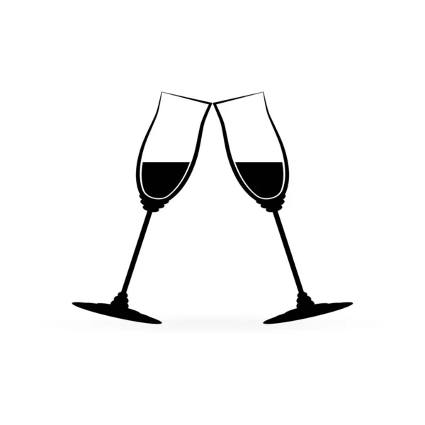 Cheers Icon Two Wine Glasses Flat Design Glass Wine Winery — Stock Vector