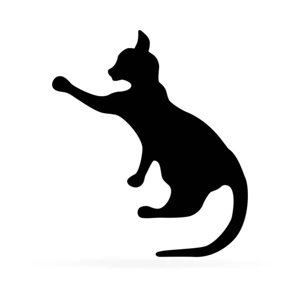 Schwarze Silhouette Der Katze Auf Weißem Hintergrund Vektorillustration Schablone Haustier — Stockvektor