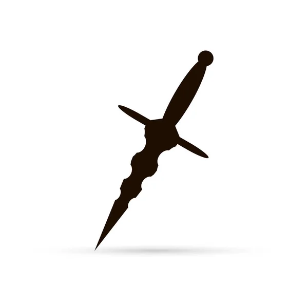 刀子纹身刀图标 剑与锋利的刀片 迪尔克的轮廓 徽标模板 — 图库矢量图片