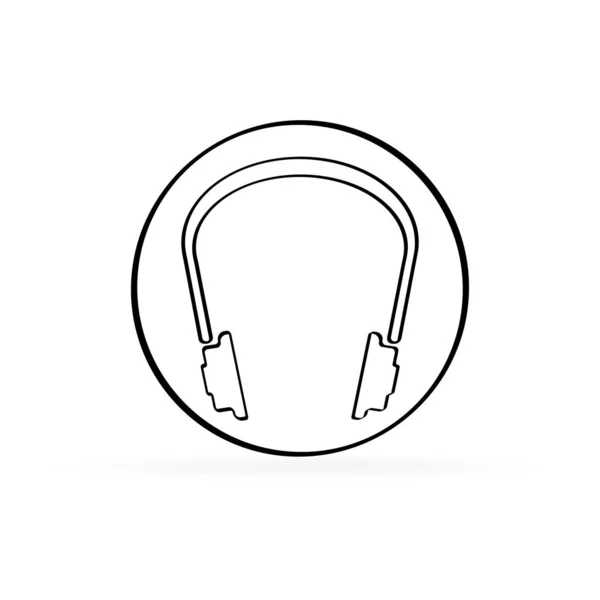 Kulaklıklar Destek Hizmeti Sembolü Vektör Illüstrasyon Düğme — Stok Vektör