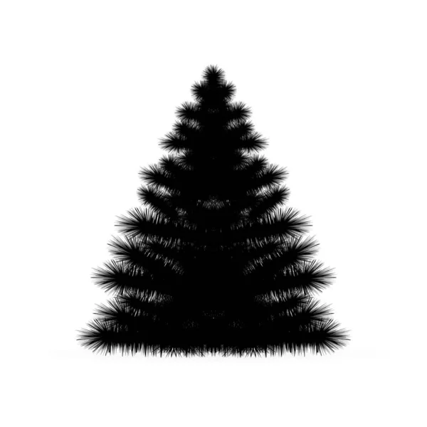 Fekete Fenyő Fehér Háttéren Karácsonyi Szimbólum Vektoros Illusztráció — Stock Vector