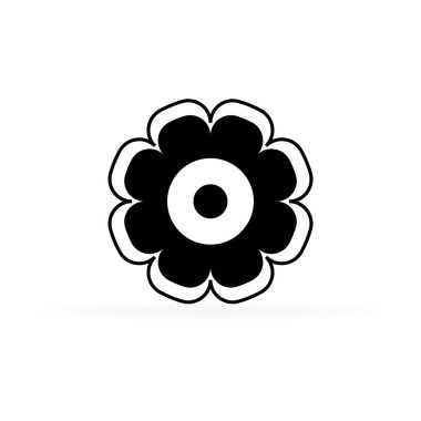 siyah çiçek simgesi, vektör ilustration
