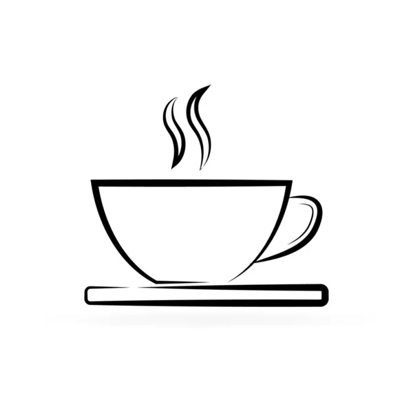 Kaffee Oder Teetassen Ikone Linienvorlage Heißgetränk Schild Getränkesymbol Designelemente Vektorillustration — Stockvektor