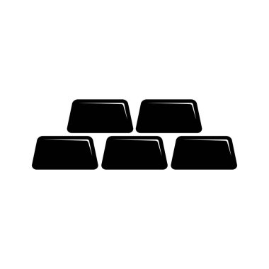 Altın barlar. Piramit simgesi. Altın çizgi sembol bar. Altın külçe. Siyah basit vektör simgesi.