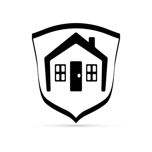 Sicherheitssymbol Schwarzes Haus Auf Schild Vektorillustration — Stockvektor