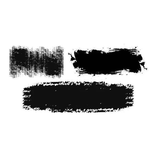 Conjunto Pinceladas Tinta Negra Formas Para Decoración Banners Marcos Inscripciones — Vector de stock