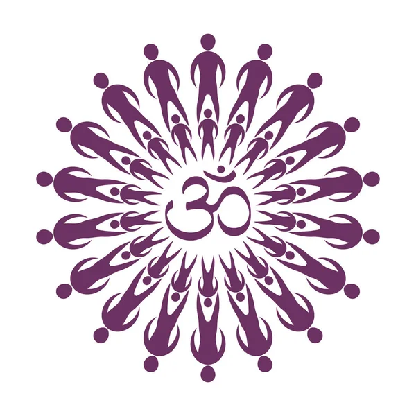 Mandala Circulaire Des Personnes Centre Est Signe Symbole Philosophie Orientale — Image vectorielle