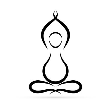 Hamilelik yogası simgesi. Lotus tasarım. Stüdyo, sınıf ve okul yogası için siluet kadın. Vektör İllüstrasyonu.