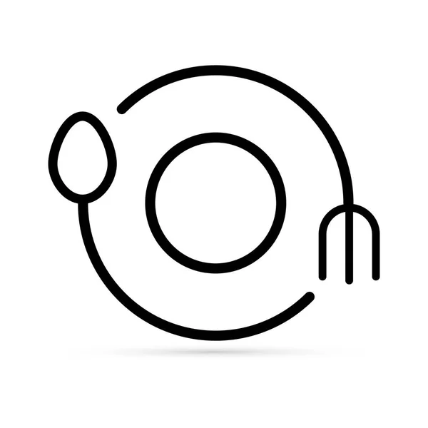 テーブル設定アイコン 抽象的なレストランのデザイン リニアフォーク スプーン プレート ベクトルイラスト — ストックベクタ