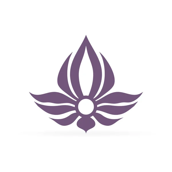 Astratto Fiore Loto Viola Simbolo Yoga Elemento Salone Spa Illustrazione — Vettoriale Stock