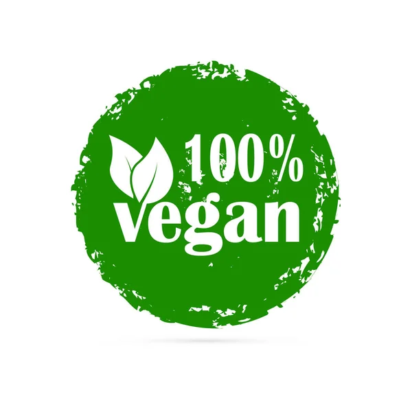 eko afiş, metin% 100 vegan grunge doku, beyaz metin ile yeşil çerçeve, vektör illüstrasyon