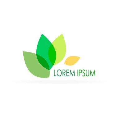 yeşil yaprakları ile lorem ipsum tasarım, eko simge, spa salonu vb için logo, vektör illüstrasyon
