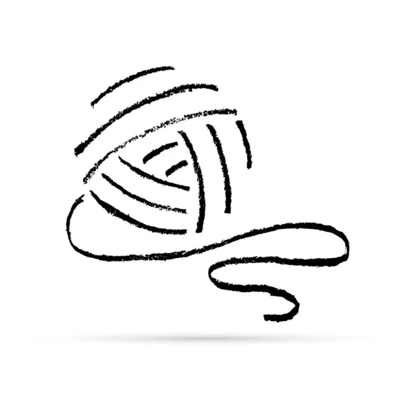 Μαύρο Γραμμικό Νήμα Πουλόβερ Στυλ Σκίτσο Δεμένη Εικονίδιο Απεικόνιση Διάνυσμα — Διανυσματικό Αρχείο