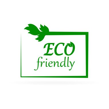 yaprak ve metin ile eko afiş, metin çevre dostu, yeşil metin ile yeşil çerçeve, vektör illüstrasyon