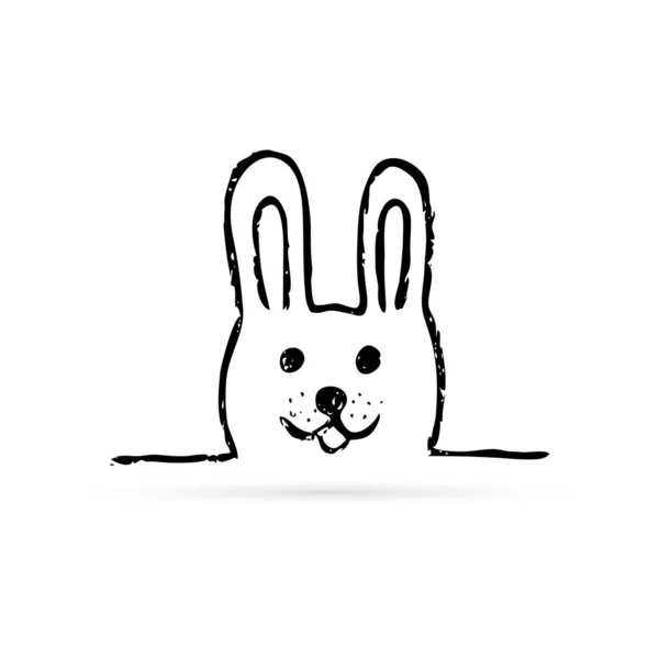 狗线兔 线条艺术 设计东方野兔头 矢量图解 — 图库矢量图片