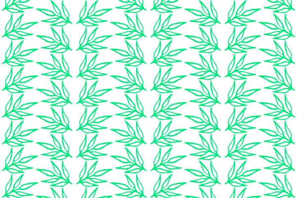 Patrón Hoja Arte Lineal Hojas Verdes Símbolo Primavera Verano Otoño — Vector de stock