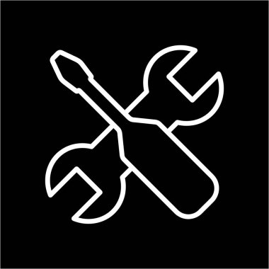 İngiliz anahtarı ve tornavida simgesi, vektör illüstrasyonu