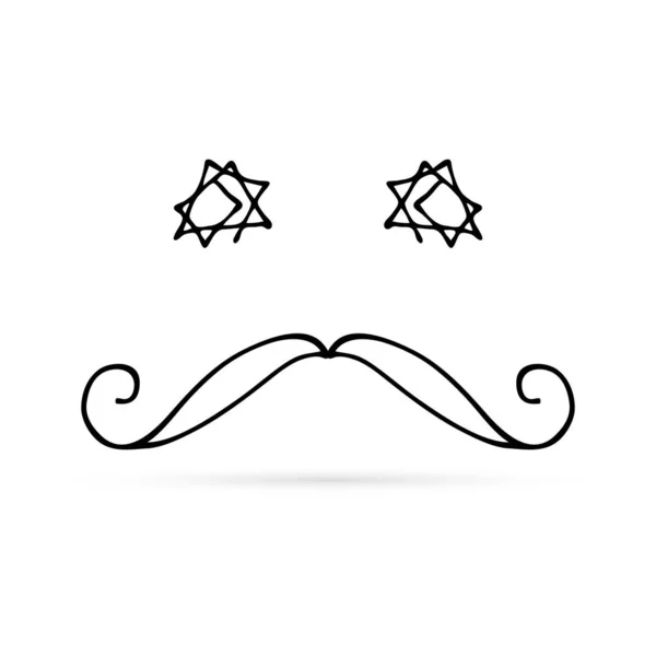 Каракулеве Обличчя Вусами Чоловічий Значок Векторні Ілюстрації — стоковий вектор