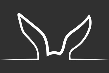 Çizim doğrusal tavşan, çizgi sanatı, tasarım için tavşan kulakları Paskalya, vektör illüstrasyonu