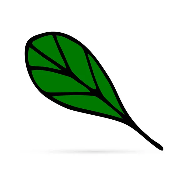 Icono Hoja Verde Logotipo Símbolo Primavera Verano Otoño Doodle Esbozar — Vector de stock