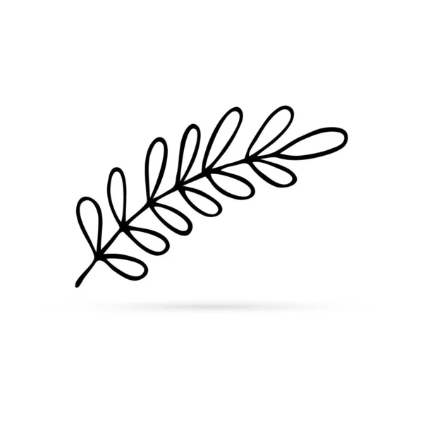 ブラックラインアートの葉アイコン または秋のシンボル 落書きアウトラインベクトル図 — ストックベクタ