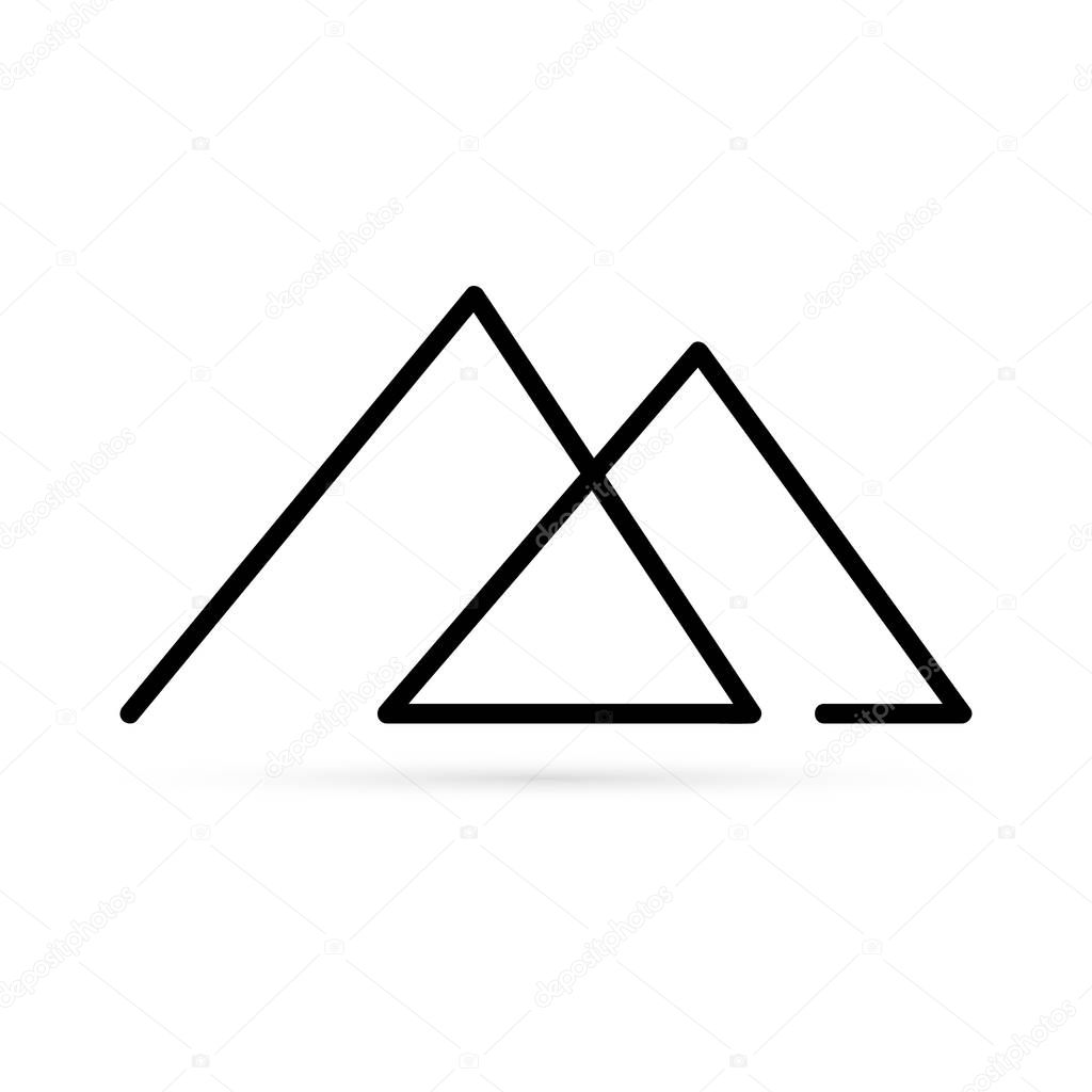 Top of mountain. Mountains, rocks and peaks icon. Vector illustration. Logo design elements.