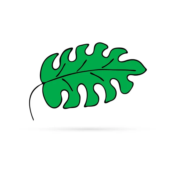 Линия Художественного Листа Изображением Пальмы Логотип Символ Весны Лета Осени — стоковый вектор